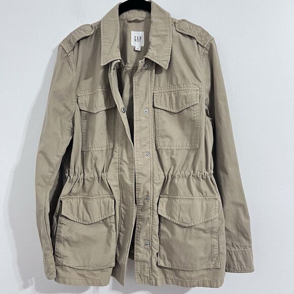Gap Utility Cargo Jacket Women Size S Khaki Capsule Lightweight Adjustable Waist - Picture 1 of 8